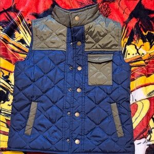 Janie and Jack Quilted Vest in Navy and Olive